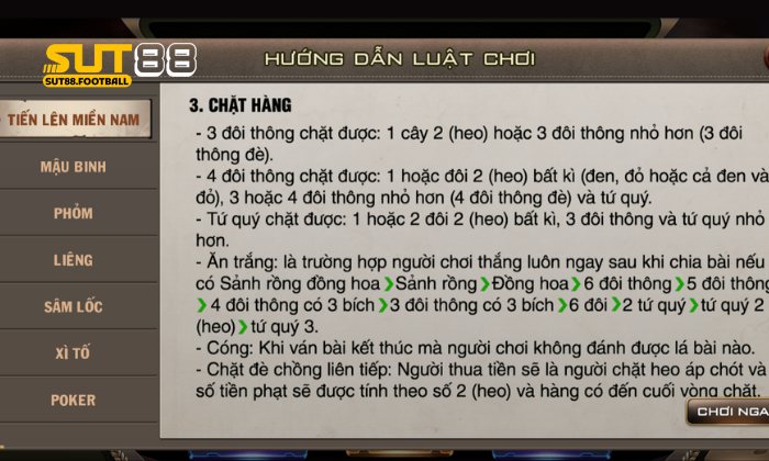 Các tổ hợp bài tới trắng trong Tiến Lên Miền Nam